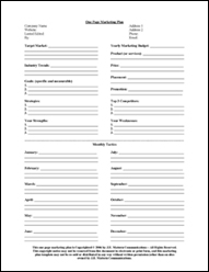 Free Sample One Page Marketing Plan Template